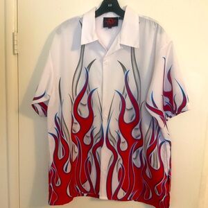 Vintage Dragonfly Flame Dress Shirt Large